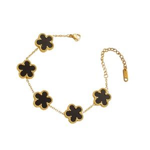 Black Clover Bracelet 18K Gold Plated‎ Chain Women's Jewelry NWOT
